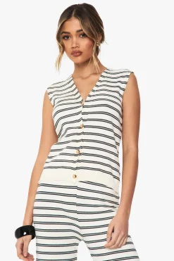 Gilet tricoté super doux à rayures