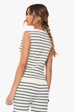 Gilet tricoté super doux à rayures