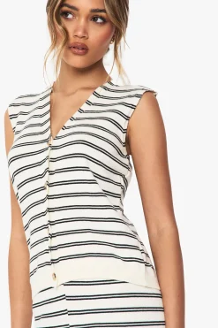 Gilet tricoté super doux à rayures