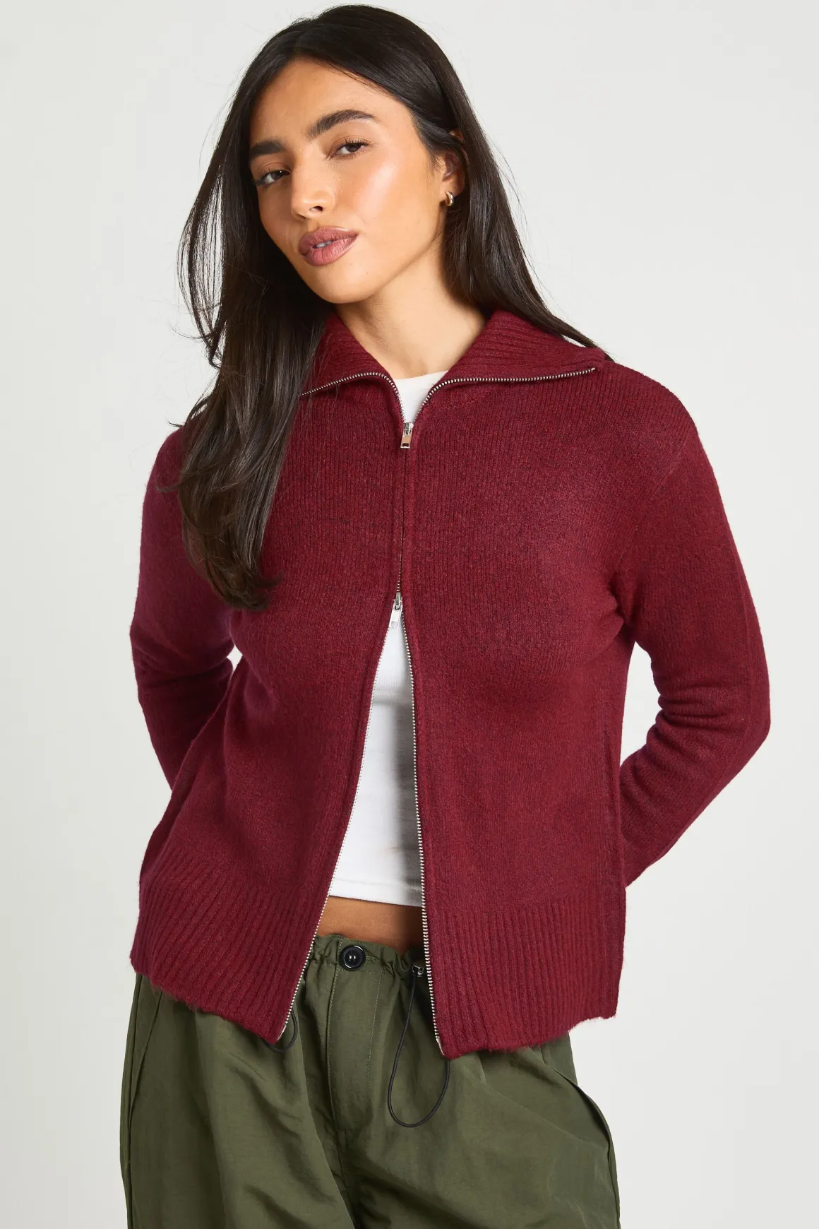 Gilet Zippé En Maille Douce