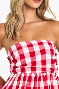 Gingham Puffball Top