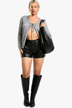 Glitter Knitted Tie Front Top
