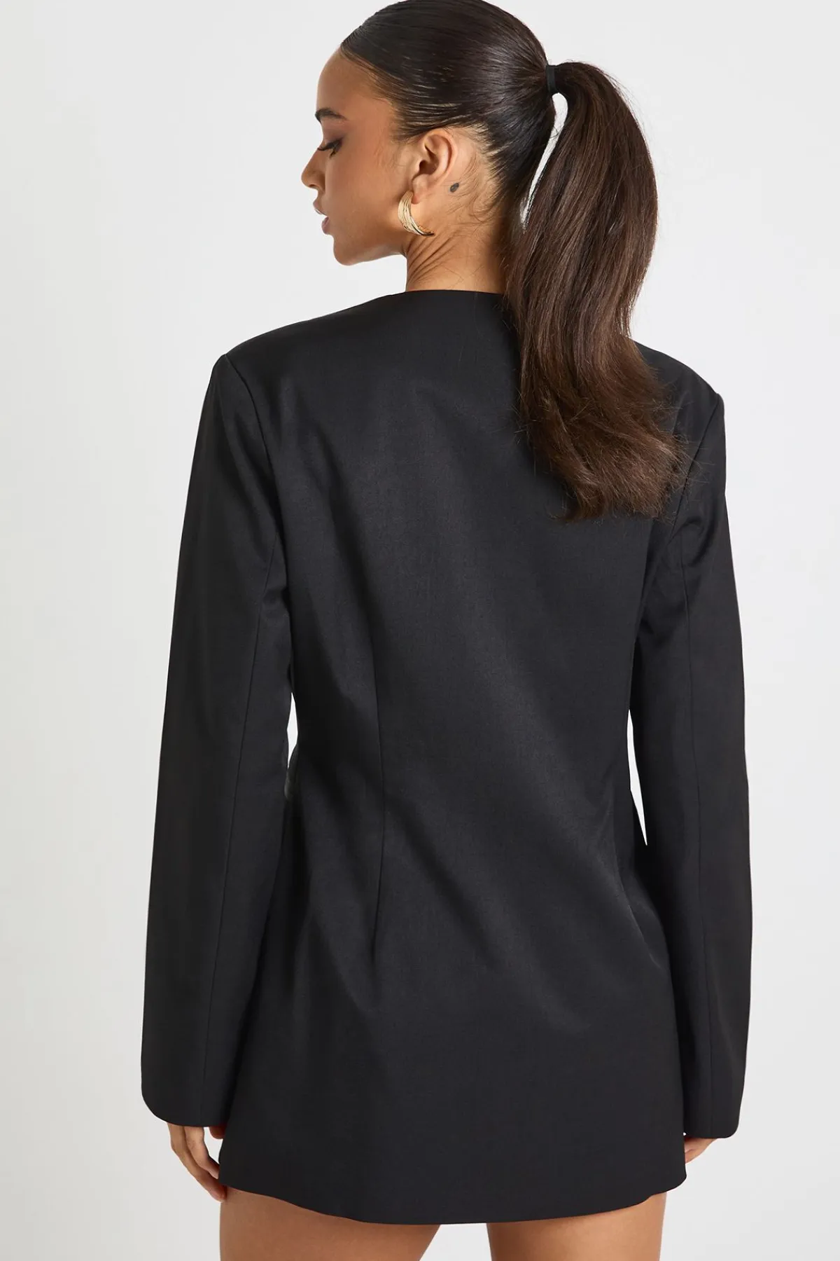 boohoo Gold Button Tailored Plunge Blazer Dress<Femme Tailleurs|Robes À Manches Longues