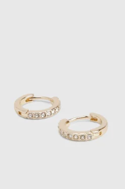 boohoo Gold Mini Embellished Hoops< Boucles D'Oreilles