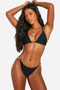 Gold Square Garniture en Matériel Doré Bikini Triangle & Ensemble Bas Bikini Tanga