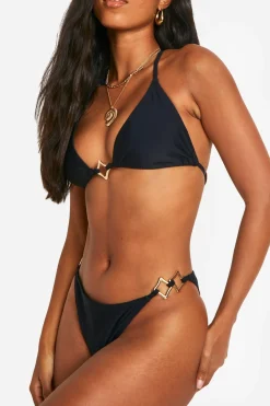 Gold Square Garniture en Matériel Doré Bikini Triangle & Ensemble Bas Bikini Tanga
