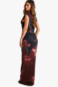 Grande robe maxi en maille imprimée florale