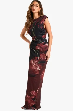 Grande robe maxi en maille imprimée florale