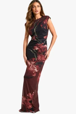 Grande robe maxi en maille imprimée florale