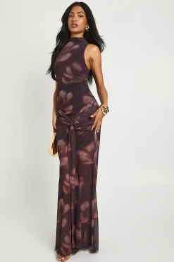 Grande robe maxi twist florale à l'avant
