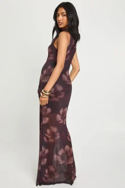 Grande robe maxi twist florale à l'avant