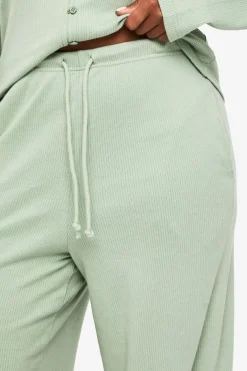 boohoo GRANDES TAILES - CEINTURE À CANAL UNIQUE EN MAILLE CÔTELÉE SOUPLE<Femme Pantalons