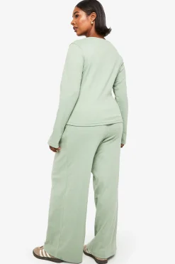 boohoo GRANDES TAILES - CEINTURE À CANAL UNIQUE EN MAILLE CÔTELÉE SOUPLE<Femme Pantalons