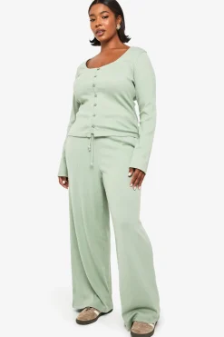 boohoo GRANDES TAILES - CEINTURE À CANAL UNIQUE EN MAILLE CÔTELÉE SOUPLE<Femme Pantalons