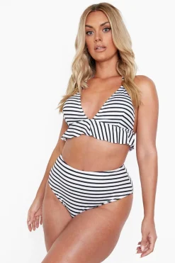 Grande taille - Bikini taille haute à volants