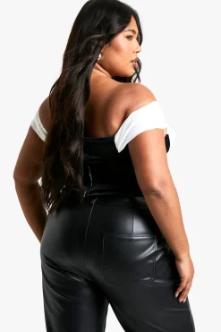 boohoo Grande taille - Corset en mesh et velours<Femme Tops