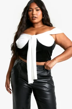 boohoo Grande taille - Corset en mesh et velours<Femme Tops