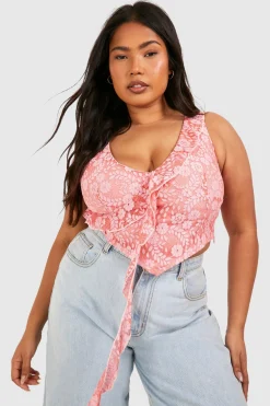 Grande taille - Corset à volants et dentelle