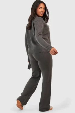 boohoo Grande taille - Ensemble cache-cœur avec pull et pantalon<Femme Pantalons|Pulls Et Gilets