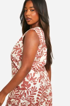 Grande taille - Gilet en lin imprimé sans manches
