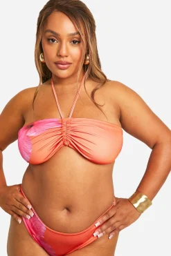 Grande taille - Haut de maillot bandeau fleuri