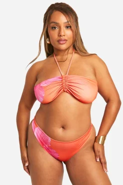 Grande taille - Haut de maillot bandeau fleuri