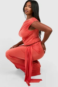 boohoo Grande taille - Jupe longue moulante nouée<Femme Jupes|Jupes