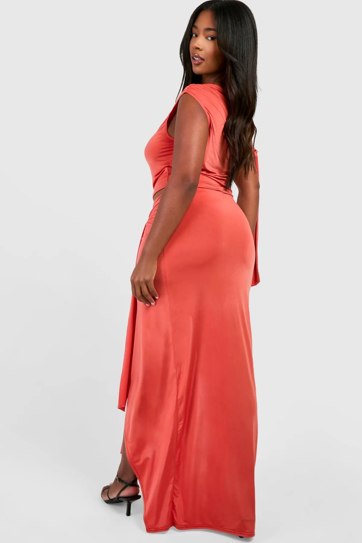 boohoo Grande taille - Jupe longue moulante nouée<Femme Jupes|Jupes