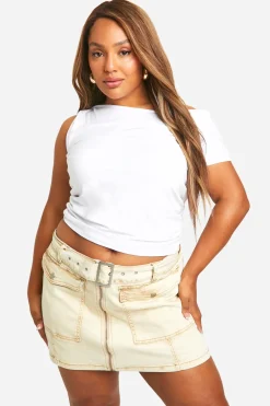 Grande taille - Mini-jupe délavée à ceinture
