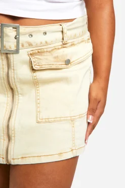 Grande taille - Mini-jupe délavée à ceinture