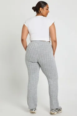 boohoo Grande taille - Pantalon droit en maille<Femme Pulls Et Gilets|Toutes Les Mailles