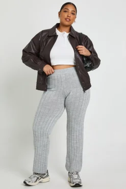 boohoo Grande taille - Pantalon droit en maille<Femme Pulls Et Gilets|Toutes Les Mailles