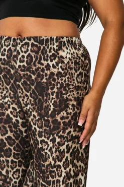 Grande taille - Pantalon large en jersey à imprimé léopard