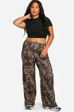 Grande taille - Pantalon large en jersey à imprimé léopard