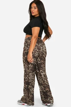 Grande taille - Pantalon large en jersey à imprimé léopard