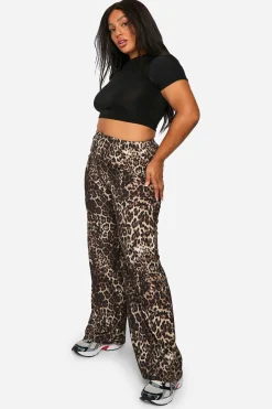 Grande taille - Pantalon large en jersey à imprimé léopard