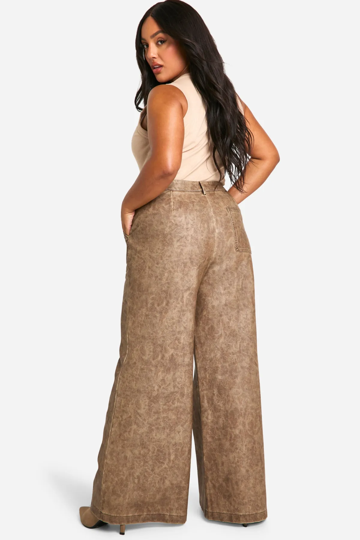 boohoo Grande taille - Pantalon large taille haute<Femme Pantalons