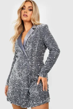 Grande taille - Robe blazer pailletée en velours