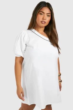 Grande taille - Robe courte asymétrique à broderie