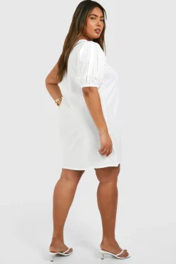 Grande taille - Robe courte asymétrique à broderie