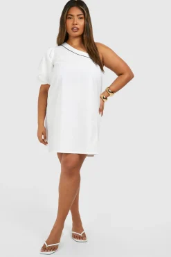 Grande taille - Robe courte asymétrique à broderie
