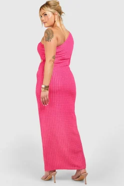 Grande taille - Robe longue asymétrique texturée à découpe