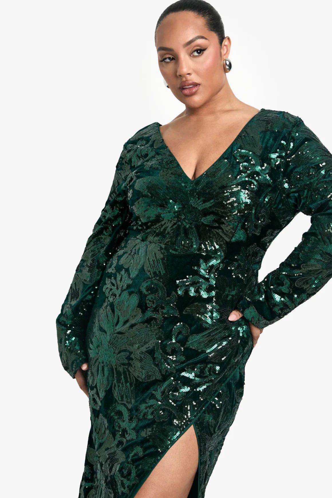 Grande taille - Robe mi-longue en velours