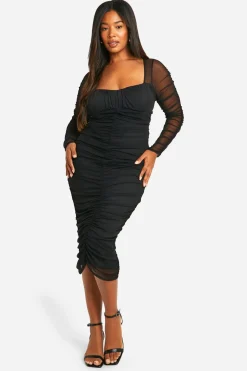 Grande taille - Robe mi-longue froncée