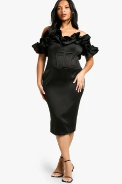 Grande taille - Robe mi-longue à épaules dénudées