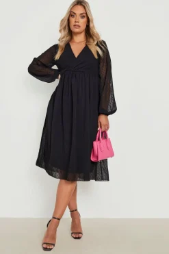 Grande taille - Robe plumetis nouée