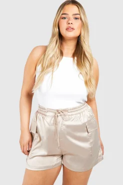Grande taille - Short cargo satiné