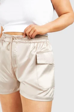 Grande taille - Short cargo satiné