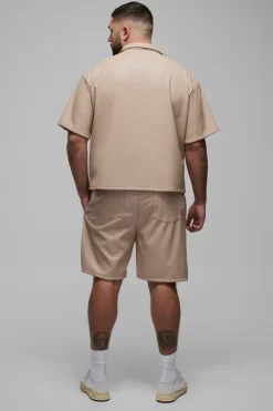 Grande taille - Short de basket plissé en synthétique