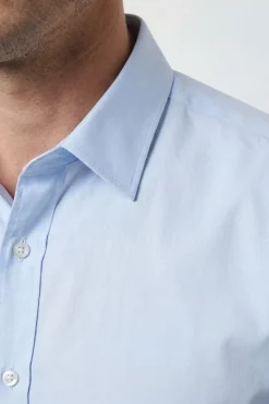 Grande Taille & Tall Bleu Clair Repassage Facile Manches Longues